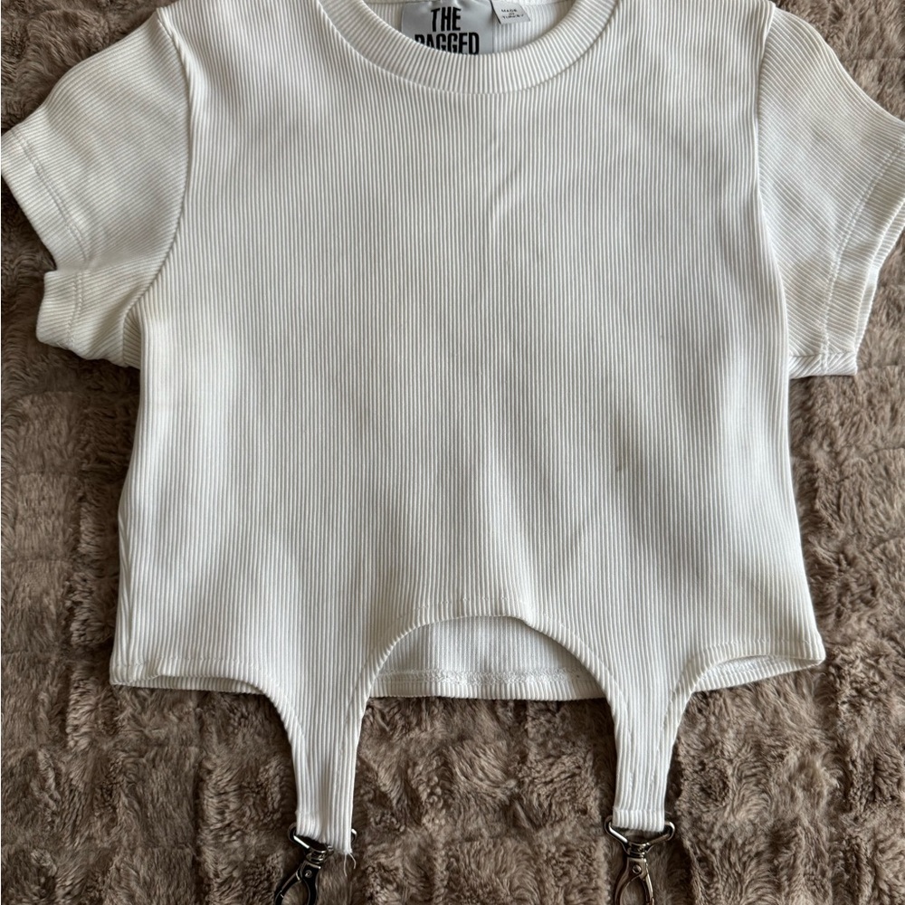 The Ragged Priest White Ribbed Top